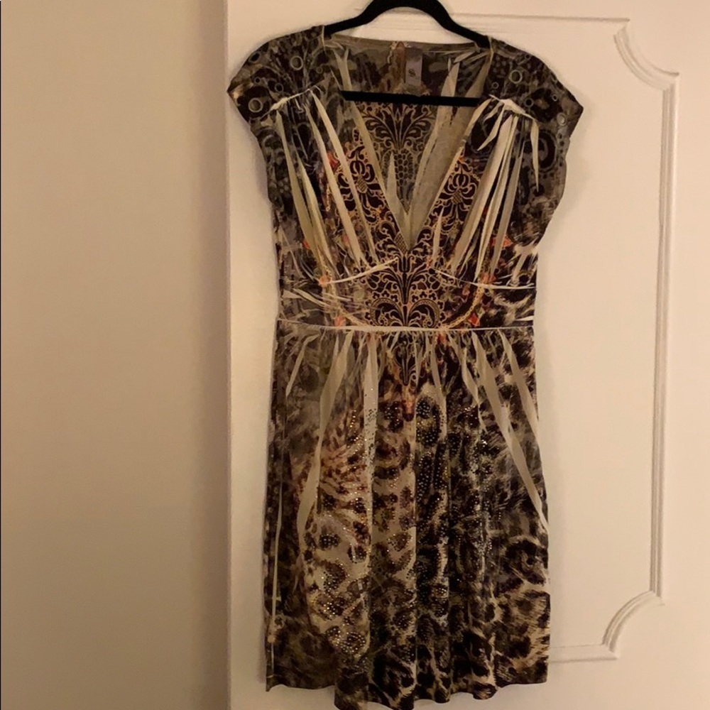 Unique with beads & “diamonds”—Silky Dress with sparkly diamonds
